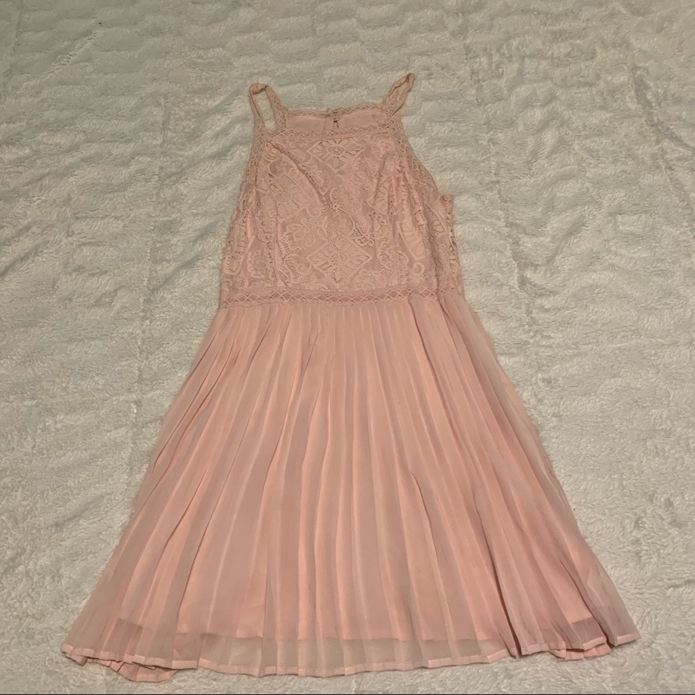 Hollister Lace High Neck Tank Top Dress Pink Med